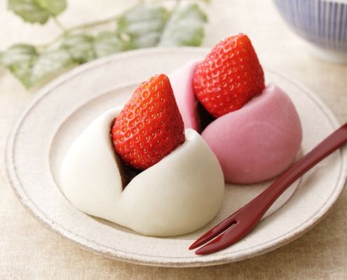 Strawberry daifuku (mochi with adzuki bean paste filling)